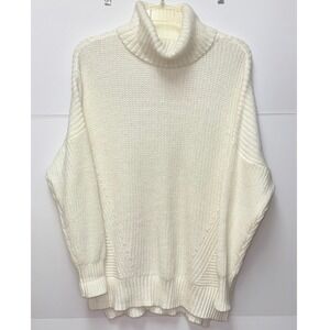SO Ivory Women's Mock Neck Knit Chunky XL Long Sleeves Winter Boho Slouchy  Y2K